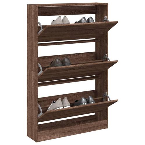 vidaXL Schoenenkast 80x21x125,5 cm bewerkt hout bruin, Huis en Inrichting, Kasten | Schoenenkasten, Nieuw, Verzenden