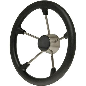 Rvs Stuurwiel Boot 355mm met Zwarte Polyurethaan Grip, Ophalen of Verzenden