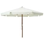 vidaXL Parasol avec mât en bois 330 cm Blanc sable, Jardin & Terrasse, Neuf, Verzenden