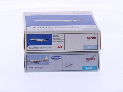 Schaal 1:500 Herpa 510608 Canadair Jet 700 en Herpa 20709..., Hobby en Vrije tijd, Modelbouw | Vliegtuigen en Helikopters, Gebruikt