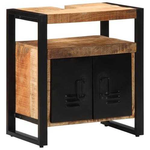vidaXL Badkast 55x35x60 cm Massief Ruw Hout, Huis en Inrichting, Badkamer | Badkamermeubels, Nieuw, Verzenden