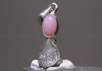 Herkimer Diamond & Roze Opaal Hanger - Hoogte: 34 mm -