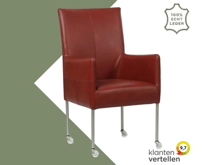 Leren eetkamerstoel Spark - Granada Rouge (rood) - Poten, Huis en Inrichting, Stoelen, Rood, Eén, Nieuw, Leer, Ophalen of Verzenden