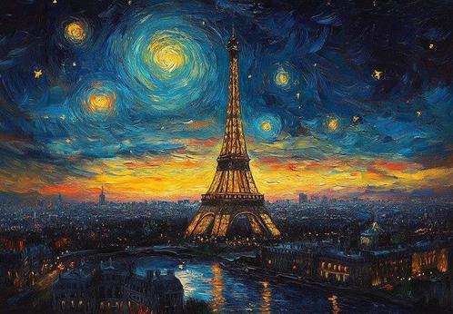 I_KONIQ (1969) - Paris Ville LUmiere in a Van Gogh view XXL, Antiek en Kunst, Curiosa en Brocante