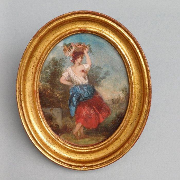 Jean-Baptiste Marie Fouque (XX) - Fille avec panier, Antiek en Kunst, Kunst | Schilderijen | Klassiek