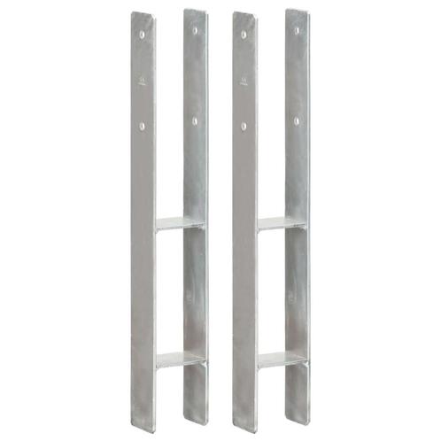 vidaXL Grondankers 2 st 8x6x60 cm gegalvaniseerd staal, Caravans en Kamperen, Kampeeraccessoires, Nieuw, Verzenden