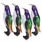 Fako Bijoux® - Broche - Vier Pinguïns - 47x47mm - Multicolor, Handtassen en Accessoires, Broches, Nieuw, Verzenden