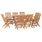 vidaXL 9-delige Tuinset inklapbaar massief teakhout, Tuin en Terras, Tuinsets en Loungesets, Verzenden, Nieuw, Tuinset