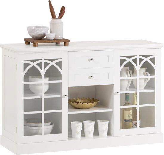 2dekans | SoBuy FSB79-W Dressoir - Witte Keukenkast met, Huis en Inrichting, Kasten | Dressoirs, Ophalen of Verzenden
