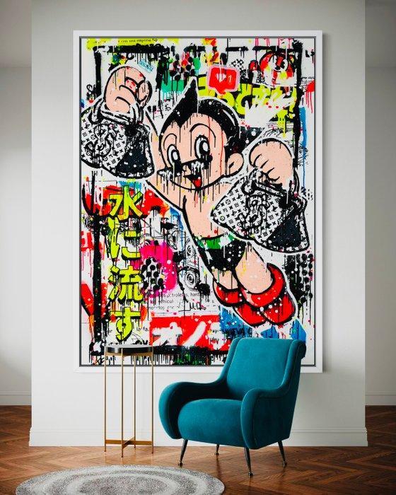 Mikko - Astro Boy Shopping Addict - Super Size XXL, Antiquités & Art, Art | Peinture | Moderne
