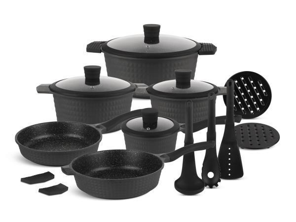 Veiling - 15-delige Luxe Pannenset van Gesmeed Aluminium, Huis en Inrichting, Keuken | Potten en Pannen, Nieuw