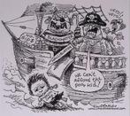 Pentekening Amerika - Blackwater en Halliburton (Tekeningen), Antiek en Kunst, Verzenden