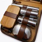 Reisset met toiletartikelen - Leder, Chroom - Heren, Antiek en Kunst