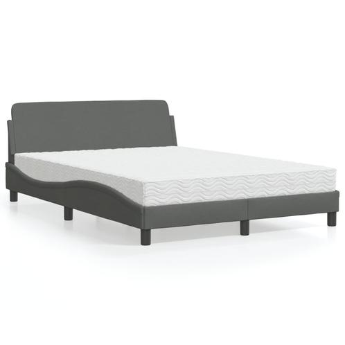 vidaXL Bed met matras stof donkergrijs 140x190 cm, Huis en Inrichting, Slaapkamer | Bedden, Nieuw, Verzenden