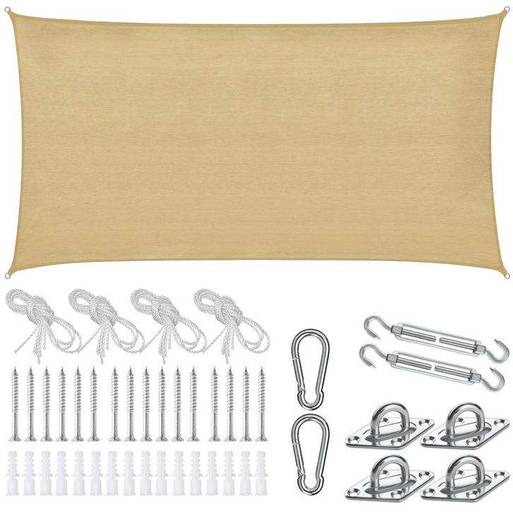 tectake Schaduwdoek Sunny, weerbestendig HDPE-materiaal met, Tuin en Terras, Zonneschermen, Verzenden