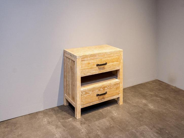 Badkamermeubel hout 60x42x85cm - White wash, Huis en Inrichting, Badkamer | Badkamermeubels, 25 tot 50 cm, Nieuw, Wastafelkast