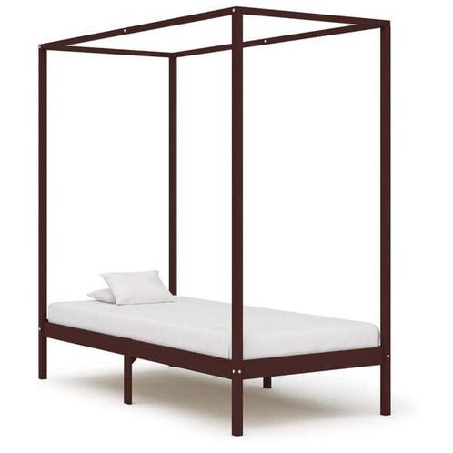Hemelbed 90x200 Donkerbruin | Retour Deal | 40% Korting, Huis en Inrichting, Slaapkamer | Bedden, Nieuw, Verzenden