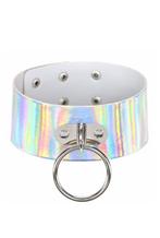 Choker Breed Zilver Ring Holografisch Iridescent Collar Hals, Handtassen en Accessoires, Kettingen, Nieuw, Ophalen of Verzenden