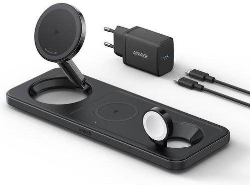 Anker MagGo 3-in-1 Draadloos Oplaadstation - 15W Wireless, Audio, Tv en Foto, Televisies, Zo goed als nieuw, Verzenden