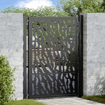 vidaXL Poort met sporenontwerp 105x130 cm staal zwart, Tuin en Terras, Tuinpoorten, Verzenden, Nieuw
