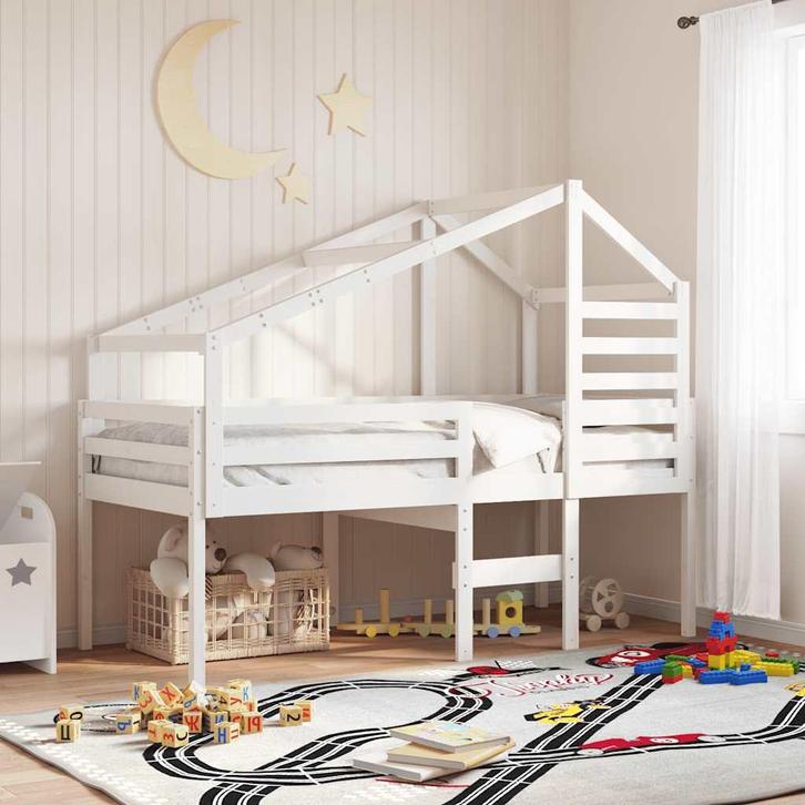 vidaXL Kinderbedhuisje 188x97x113 cm massief grenenhout wit, Huis en Inrichting, Slaapkamer | Bedden, Nieuw, Verzenden