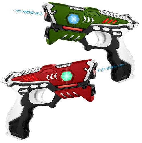 KidsTag Lasergame set - 2 Laserguns voor kinderen rood/groen, Kinderen en Baby's, Speelgoed | Buiten | Actiespeelgoed, Nieuw, Ophalen of Verzenden
