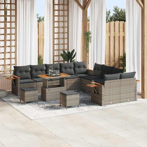 vidaXL Tuinbank Set met kussen met opslag 13 pcs Grijs Poly, Tuin en Terras, Tuinsets en Loungesets, Nieuw, Verzenden