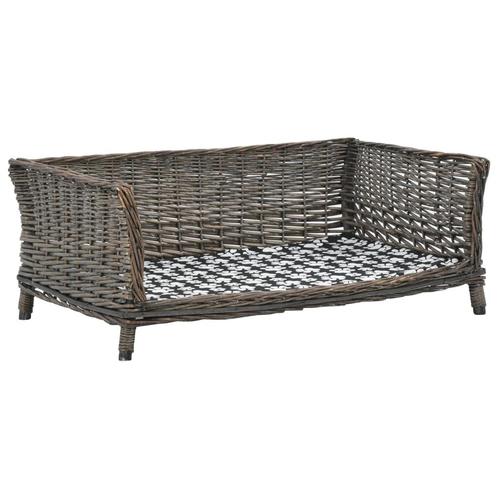vidaXL Hondenmand met kussen 90x54x35 cm natuurlijk wilgen, Dieren en Toebehoren, Honden-accessoires, Nieuw, Verzenden