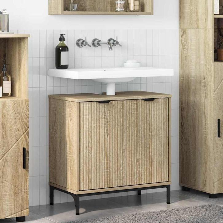 vidaXL Wastafel kabinet voor de badkamer met opslag Sonoma, Huis en Inrichting, Tafels | Kaptafels, Nieuw, Verzenden