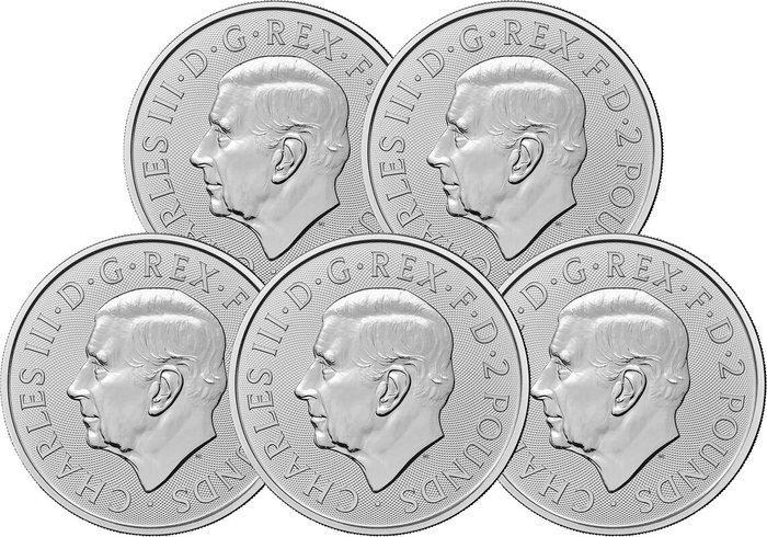 5 Troy Ounce - Zilver .999 - Britannia 2025 - 155,5 gram -, Postzegels en Munten, Edelmetalen en Baren
