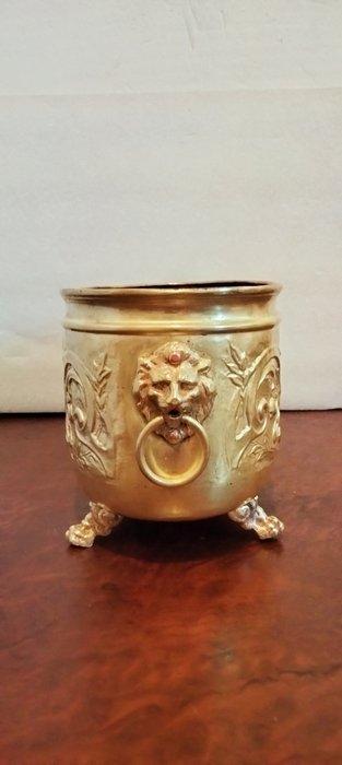 Jardinière - Leeuw en bloemen 19e eeuw - Gegoten messing, Antiek en Kunst, Antiek | Overige Antiek