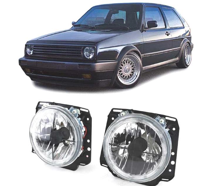 PHARES VOLKSWAGEN VW GOLF MK2 83-91 ANGEL EYES FOND CHROMÉ, Autos : Pièces & Accessoires, Éclairage, Envoi