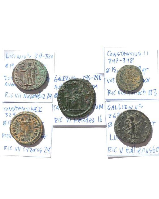 Romeinse Rijk Lot of 5 Æ coins 3rd and 4th century AD., Postzegels en Munten, Munten | Europa | Niet-Euromunten