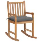vidaXL Schommelstoel met grijs kussen massief teakhout, Tuin en Terras, Tuinstoelen, Verzenden, Nieuw