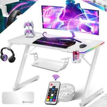 KESSER® Gaming tafel LED 100 cm x 60 cm | Z-vorm gamerbureau beschikbaar voor biedingen