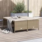 vidaXL Tuinkrukken met kussens 4 st poly rattan beige, Verzenden, Nieuw