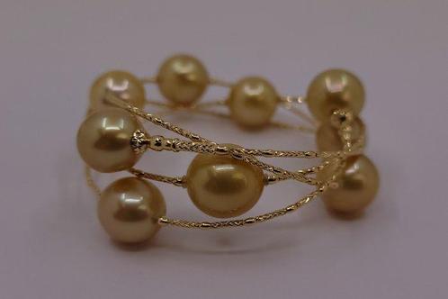 Armband - 18 karaat Geel goud - Gouden Zuidzeeparels, Handtassen en Accessoires, Armbanden