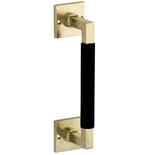 Deurgreep Bauhaus ebben vierkant rozet 182 mm messing antiek, Nieuw, Overige materialen, Klink of Kruk