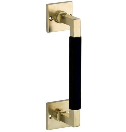 Deurgreep Bauhaus ebben vierkant rozet 182 mm messing antiek, Doe-het-zelf en Bouw, Hang- en Sluitwerk, Klink of Kruk, Nieuw, Overige materialen