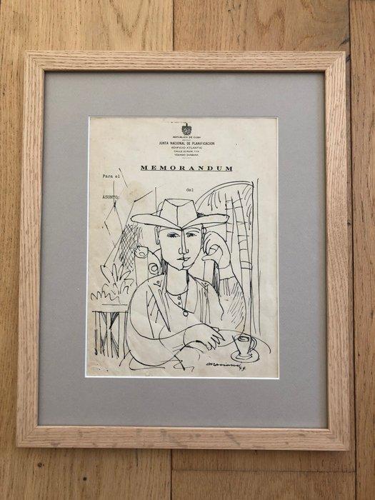 Mariano Rodriguez (1912-1990) - Portrait dhomme en terrasse, Antiek en Kunst, Kunst | Designobjecten