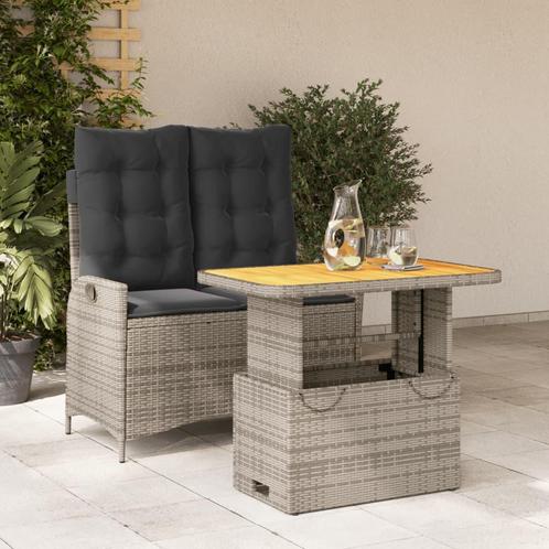 vidaXL 2-delige Tuinset met kussens poly rattan grijs, Tuin en Terras, Tuinsets en Loungesets, Tuinset, Nieuw, Verzenden