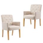 vidaXL Chaises à manger avec accoudoirs lot de 2 beige, Verzenden, Neuf