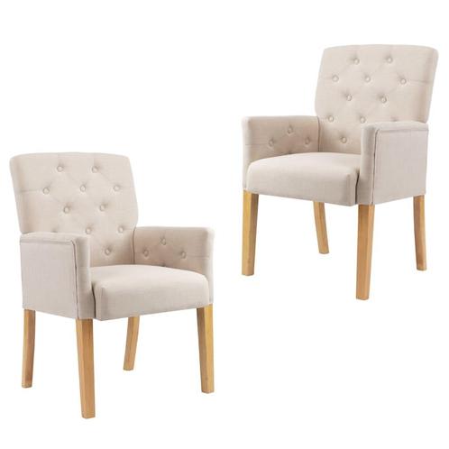 vidaXL Chaises à manger avec accoudoirs lot de 2 beige, Maison & Meubles, Chaises, Neuf, Envoi