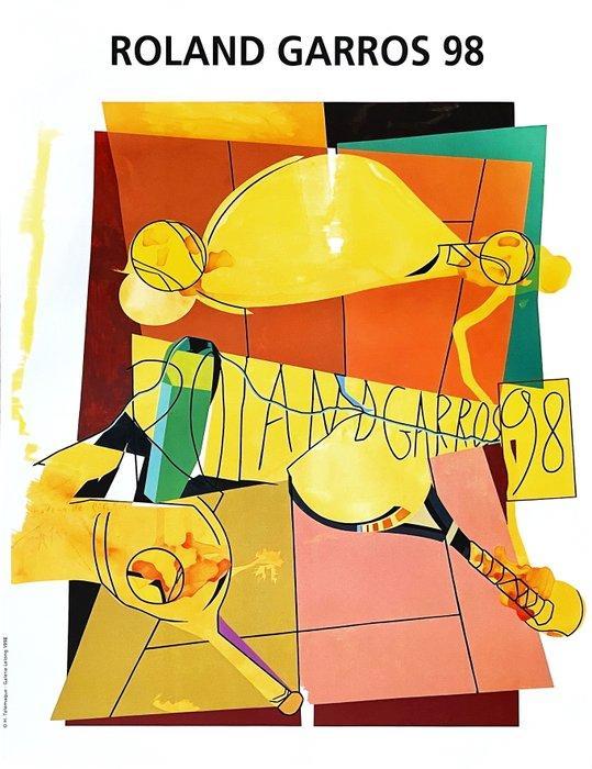 Hervé Télémaque - Originalplakat - Roland Garros 1998, Antiek en Kunst, Kunst | Tekeningen en Fotografie