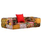 vidaXL Poef tweezits modulair stof patchwork, Huis en Inrichting, Verzenden, Nieuw