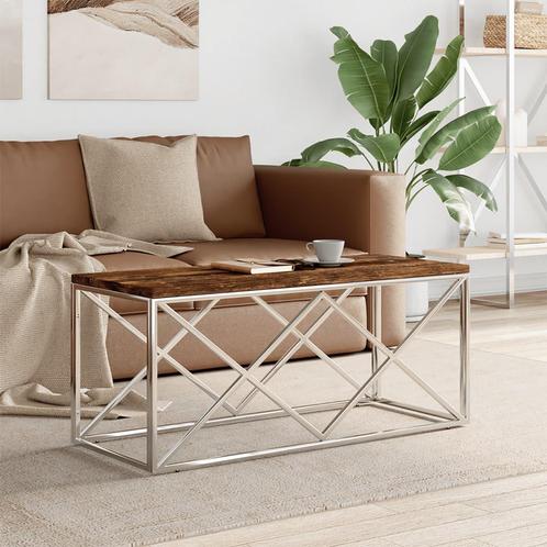 vidaXL Salontafel roestvrij staal en massief hergebruikt, Huis en Inrichting, Tafels | Salontafels, Nieuw, Verzenden
