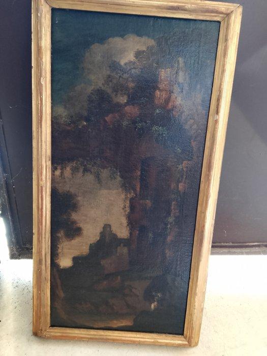Italiaanse school (XVII) - Paesaggio con rovine, Antiek en Kunst, Kunst | Schilderijen | Klassiek