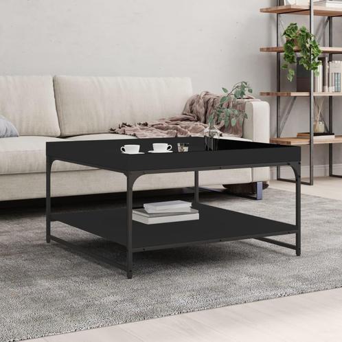 vidaXL Salontafel 80x80x45 cm bewerkt hout en ijzer zwart, Huis en Inrichting, Tafels | Salontafels, Nieuw, Verzenden