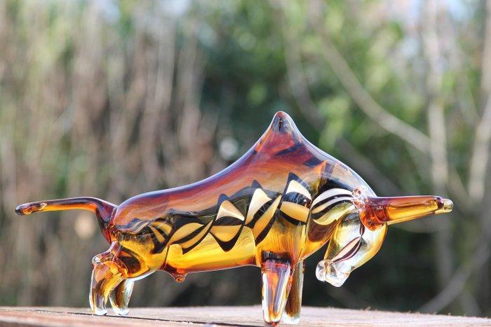 sculptuur, glazen stier massief - 20 cm - Glas, Antiek en Kunst, Kunst | Designobjecten