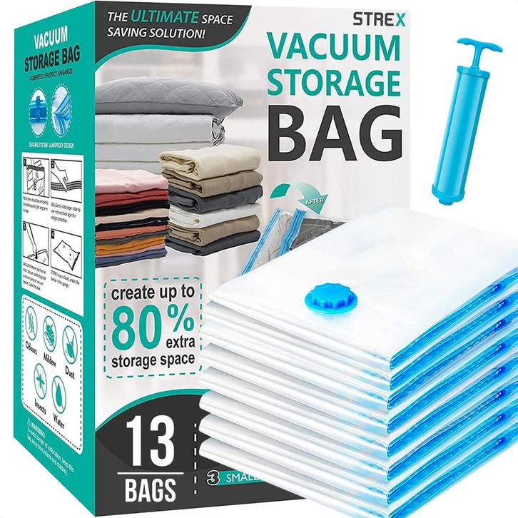 Strex Vacuumzakken Dekbedden & Kleding - 14 Stuks / 4 Maten, Huis en Inrichting, Overige Huis en Inrichting, Verzenden